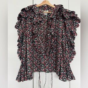 Chic Floral Ruffle Blouse